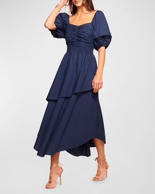 Persephone Puff-Sleeve High-Low Dress