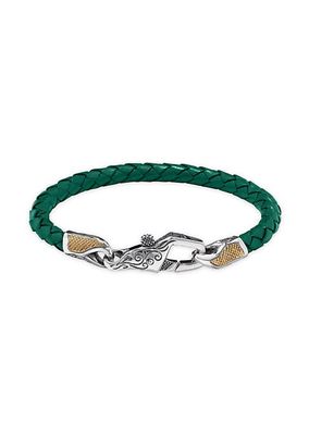 Perseus Sterling Silver & Bronze Woven Leather Classics Bracelet