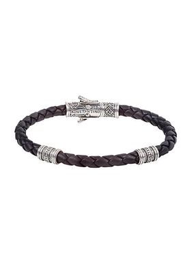 Perseus Sterling Silver & Leather Bracelet