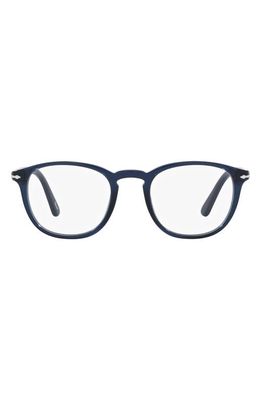 Persol 49mm Rectangular Optical Glasses in Trans Blue