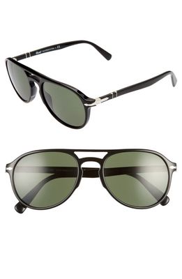 Persol 55mm Aviator Sunglasses in Black/Green