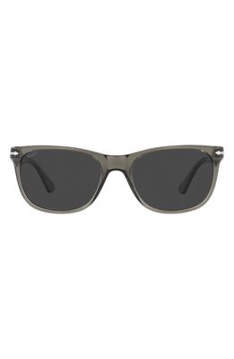 Persol 57mm Polarized Rectangular Sunglasses in Matte Black /Tort