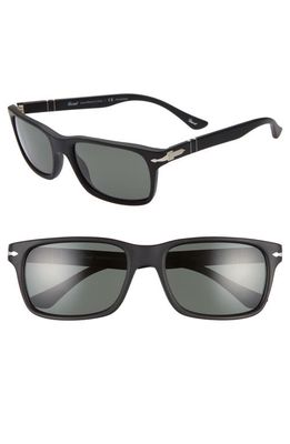 Persol 58mm Polarized Rectangle Sunglasses in Black Solid