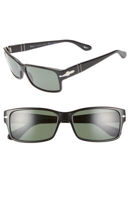 Persol 58mm Polarized Square Sunglasses in Black/Black Solid