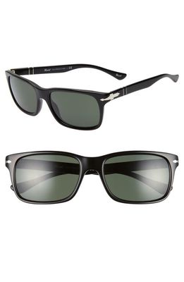 Persol 58mm Rectangular Sunglasses in Black Solid