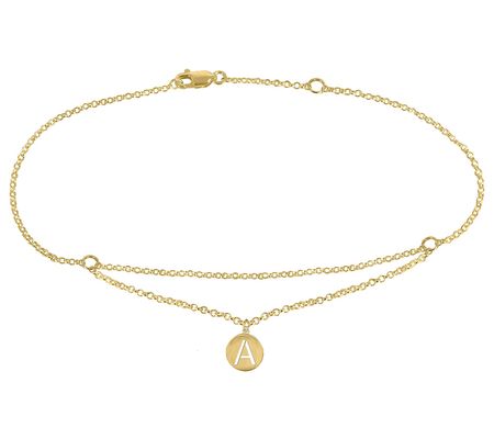 Personalized 14K Gold Plated Floating Initial A nkle Bracelet