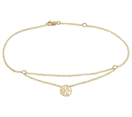 Personalized 14K Gold-Plated Floating Monogram Ankle Bracelet