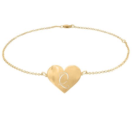 Personalized 14K Gold Plated Initial Heart Ankl e Bracelet
