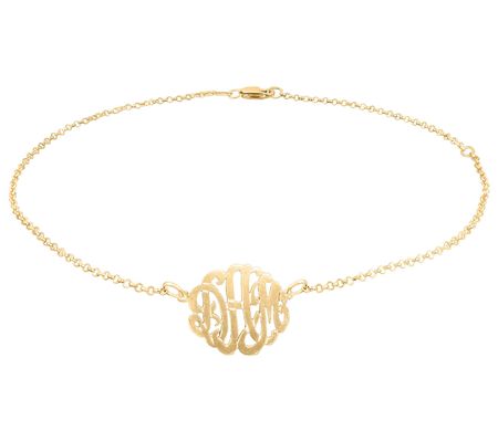 Personalized 14K Gold-Plated Monogram Ankle Bra celet