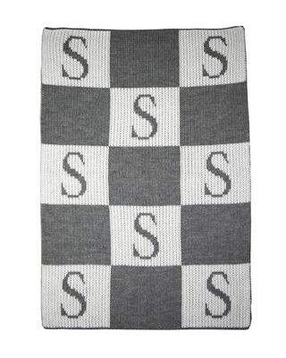 Personalized Check Colorblock Baby Blanket, Gray