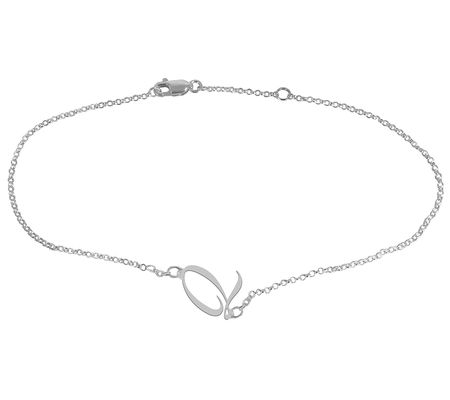 Personalized Sterling Silver Script Initial Ank le Bracelet