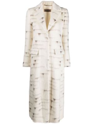 Peserico abstract-pattern brushed coat - Neutrals