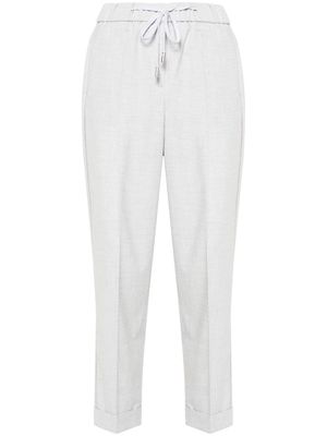 Peserico bead-detail chambray trousers - Grey