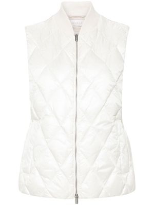 Peserico bead-embellished puffer vest - Neutrals