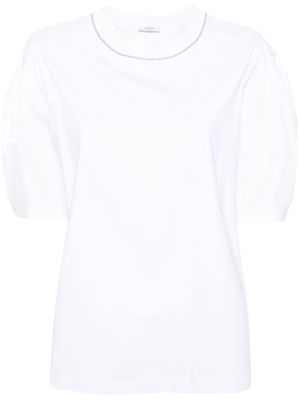 Peserico bead-trim stretch-cotton T-shirt - White