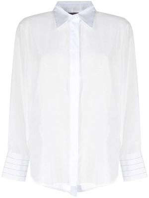 Peserico beaded-trim long-sleeve organza shirt - White