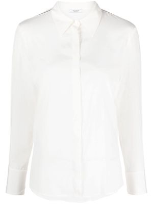 Peserico beaded-trim long-sleeve silk shirt - White