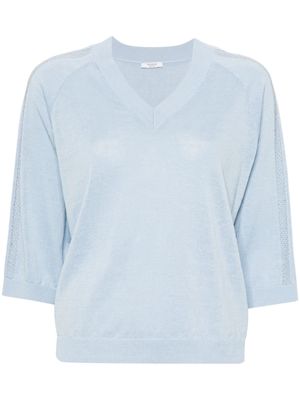 Peserico beaded-trim ribbed-knit jumper - Blue