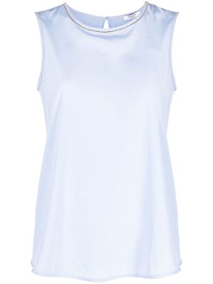 Peserico beaded-trim sleeveless blouse - Blue