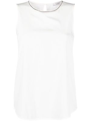 Peserico beaded-trim sleeveless blouse - White