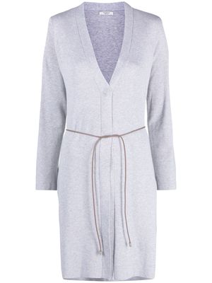 Peserico belted button-up cotton cardigan - Grey