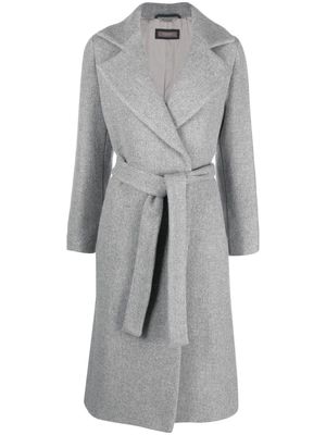 Peserico belted glitter single-breasted coat - Grey