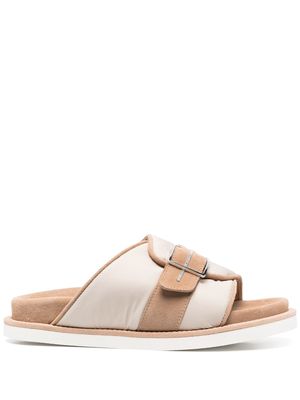 Peserico buckle-detail leather slides - Brown
