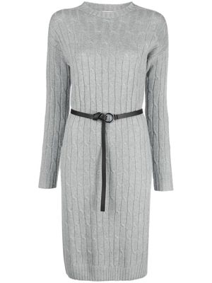 Peserico cable-knit belted dress - Grey