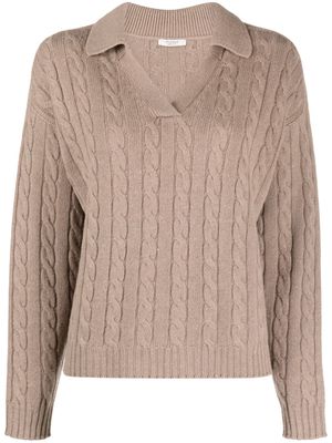 Peserico cable-knit virgin wool-blend jumper - Brown