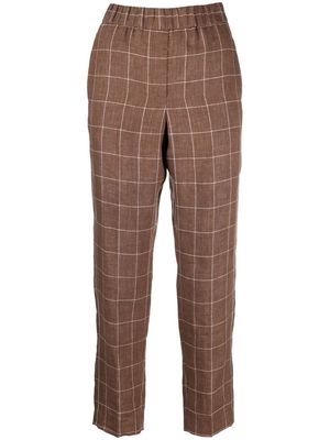 Peserico check-pattern cropped trousers - Brown