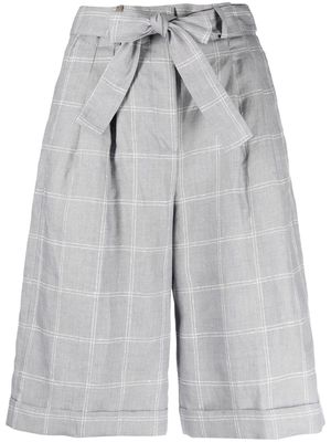 Peserico checked belted cotton shorts - Grey