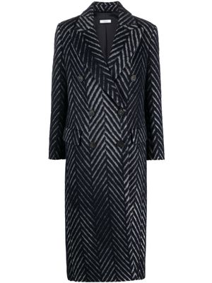 Peserico chevron-knit double-breasted coat - Blue