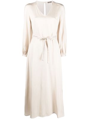 Peserico cold-shoulder-sleeve dress - Neutrals