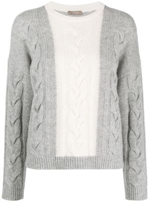 Peserico colour-block cable-knit jumper - Grey