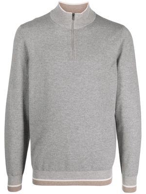Peserico contrast-trim half-zip jumper - Grey