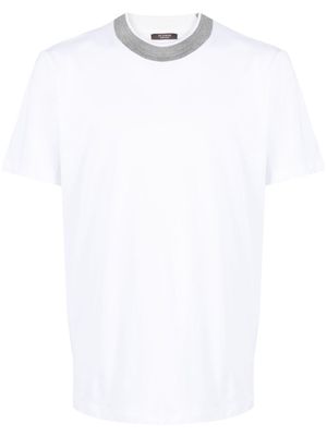 Peserico contrasting-collar cotton T-shirt - White