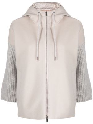 Peserico contrasting-sleeves hooded jacket - Neutrals