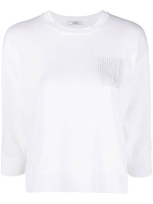 Peserico crew neck ribbed knitted top - White