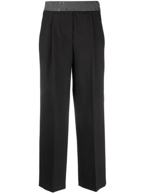 Peserico cropped logo-waistband straight-leg trousers - Brown