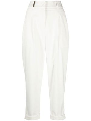 Peserico cropped tapered-leg trousers - White