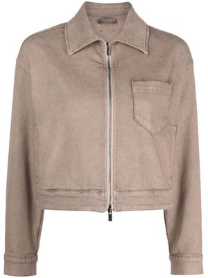 Peserico cropped zip-up denim jacket - Grey