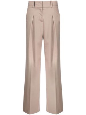 Peserico dart-embellished twill wide-leg trousers - Brown