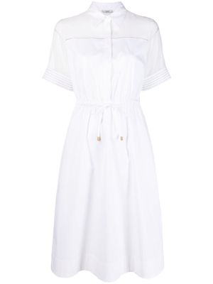 Peserico drawstring-waist poplin shirt dress - White