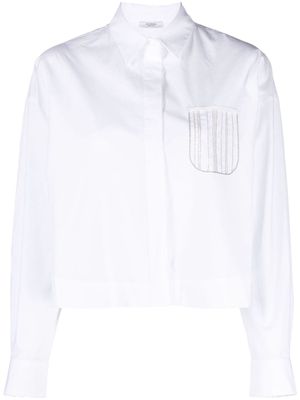 Peserico faux-pocket poplin cropped shirt - White