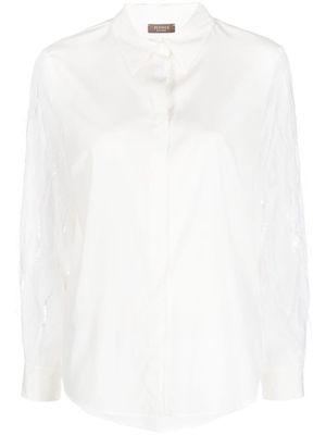Peserico feather-sequin detail silk shirt - White