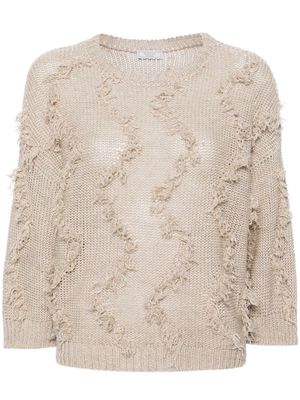 Peserico frayed open-knit jumper - Brown