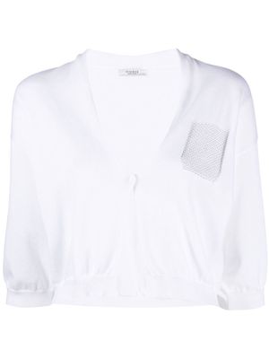 Peserico front-button half-sleeve cardigan - White