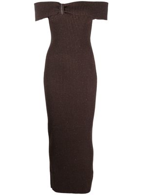 Peserico glitter-detail ribbed-knit long dress - Brown