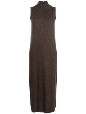 Peserico high-neck knitted midi dress - Brown