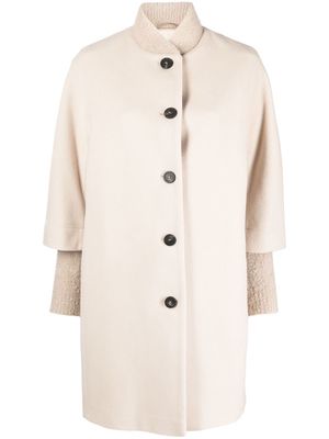 Peserico high-neck layered coat - Neutrals
